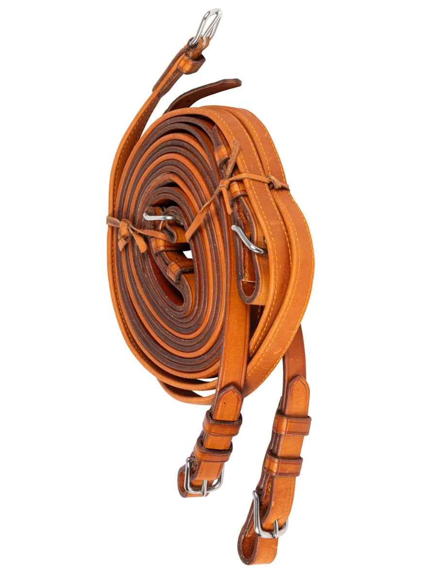 Arden Fahrleine Leder Super Lux Zweispänner Achenbachleine 19 mm mit Softlederhandstück