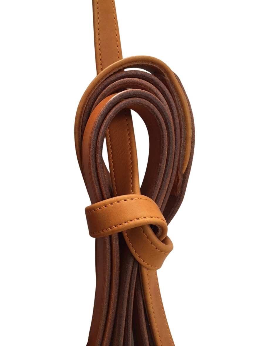 Arden Fahrleine Leder Super Lux Zweispänner Kreuzleine 19 mm mit Softlederhandstück