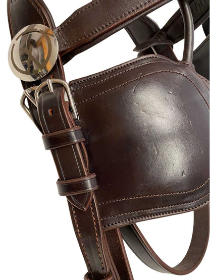 WEISSL Fahrzaum COMBI SPORT englisch kombiniert mit Scheuklappen dunkelbraun