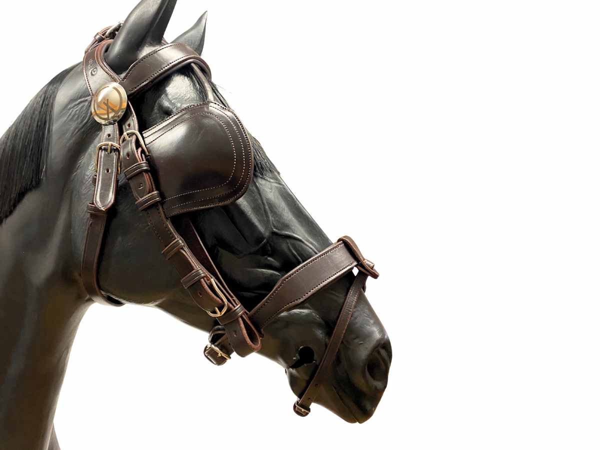 WEISSL Fahrzaum COMBI SPORT englisch kombiniert mit Scheuklappen dunkelbraun