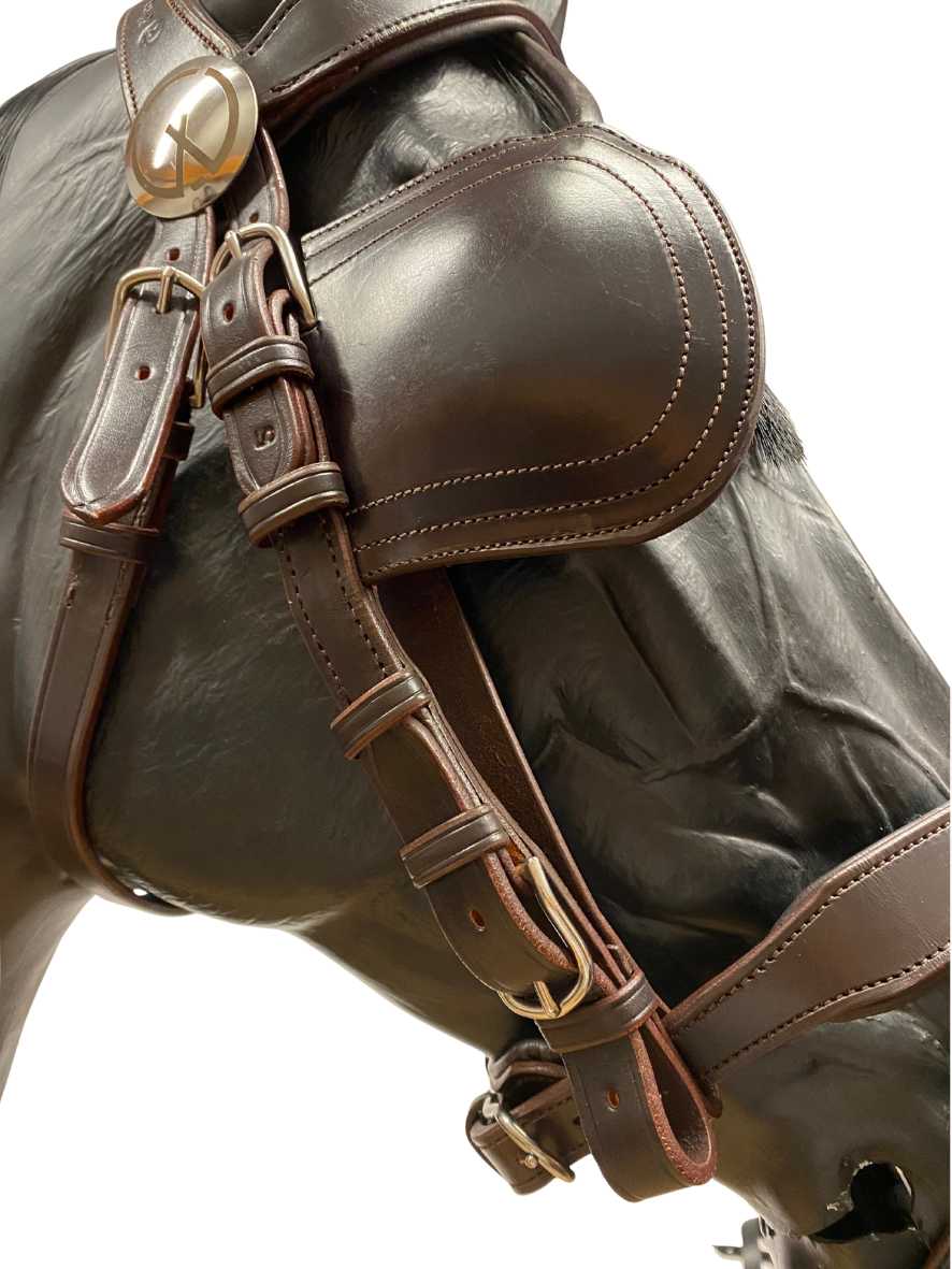 WEISSL Fahrzaum COMBI SPORT englisch kombiniert mit Scheuklappen dunkelbraun