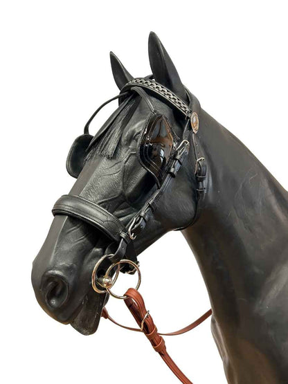 WEISSL Backenstücke mit Scheuklappen Blendklappen Lack für Fahrzaum