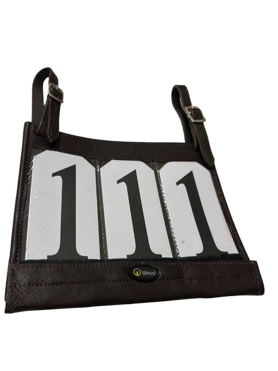 WEISSL Startnummerntasche Kutsche Leder, braun, dreistellig 