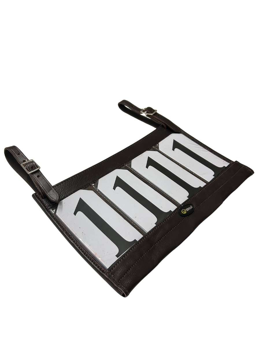 WEISSL Startnummerntasche Kutsche Leder, braun, vierstellig 