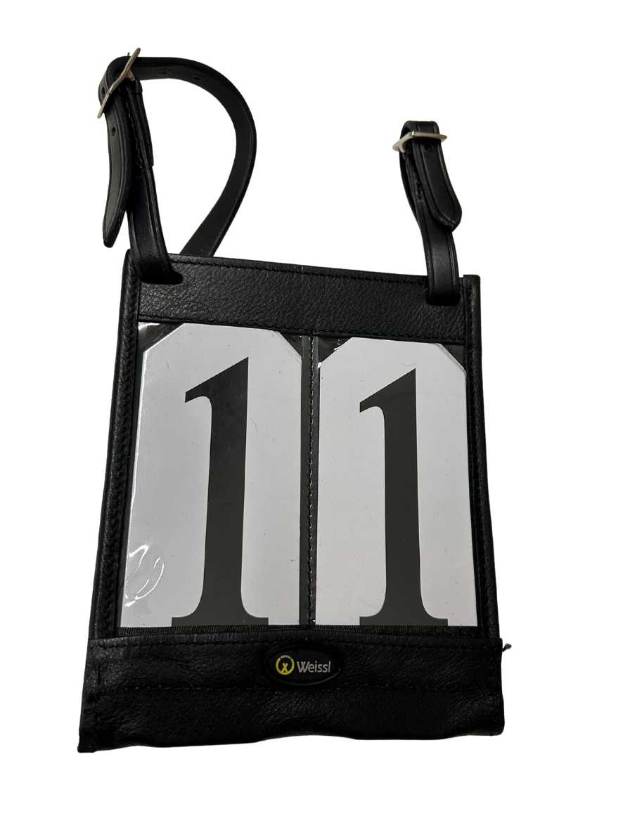 WEISSL Startnummerntasche Kutsche Leder, schwarz, zweistellig 