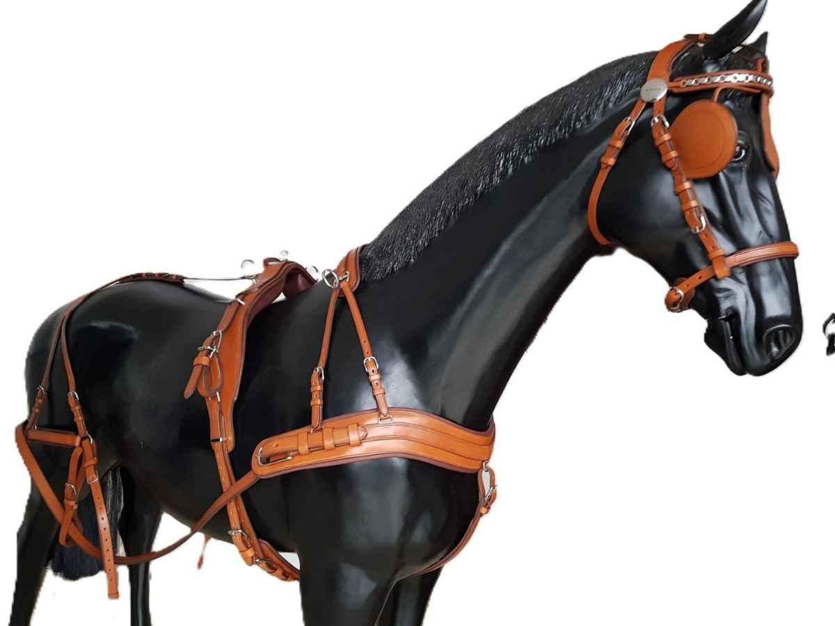 Arden Pferdegeschirr Leder LUX Einspänner Brustblatt anatomisch