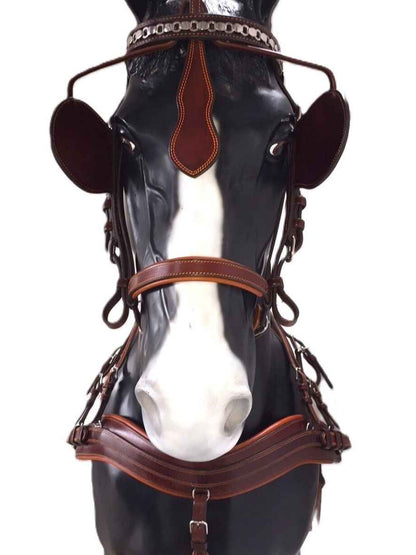 Arden Pferdegeschirr Leder Super LUX Einspänner Brustblatt anatomisch