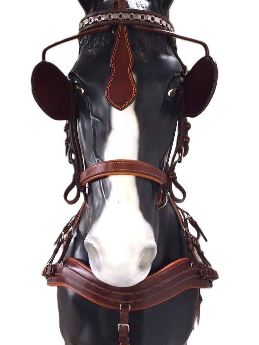 Arden Pferdegeschirr Leder LUX Einspänner Brustblatt anatomisch 