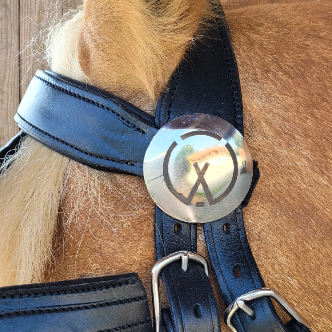 WEISSL Rosette für Fahrzaum / Kopfstück m. Aufdruck silber, 35 mm (Stück)